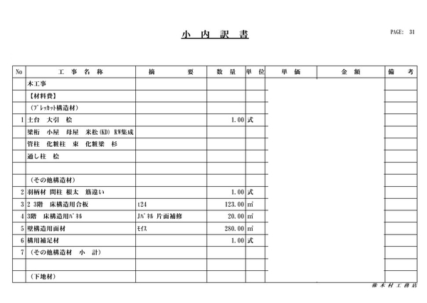 概算見積書(抜粋)