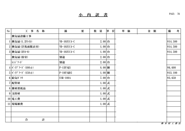 概算見積書(抜粋)