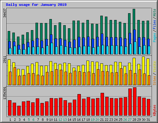 Daily usage for January 2019