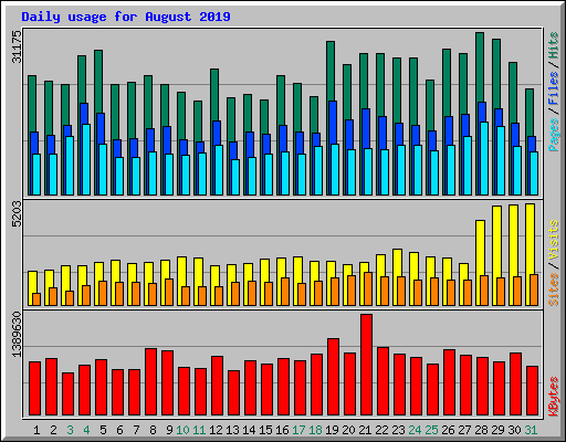 Daily usage for August 2019