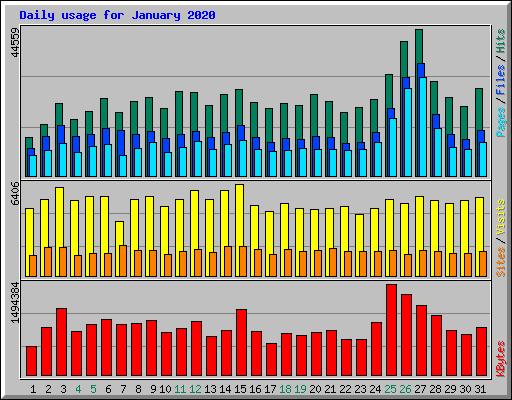Daily usage for January 2020