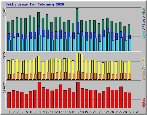 Daily usage for February 2020