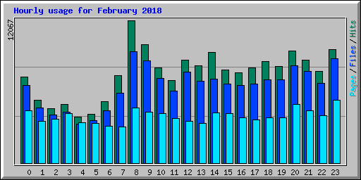Hourly usage for February 2018