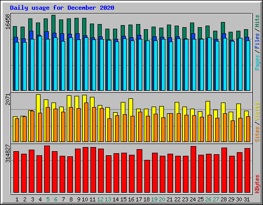 Daily usage for December 2020