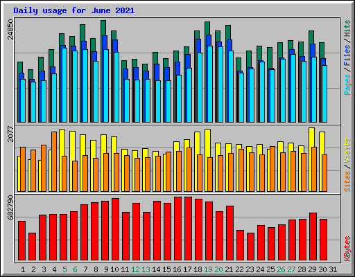 Daily usage for June 2021