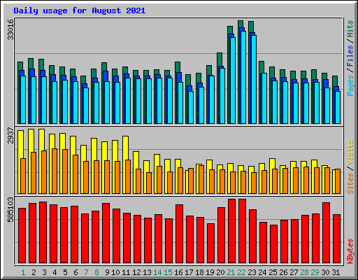 Daily usage for August 2021