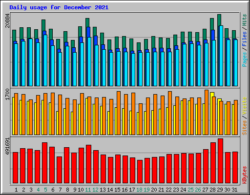 Daily usage for December 2021