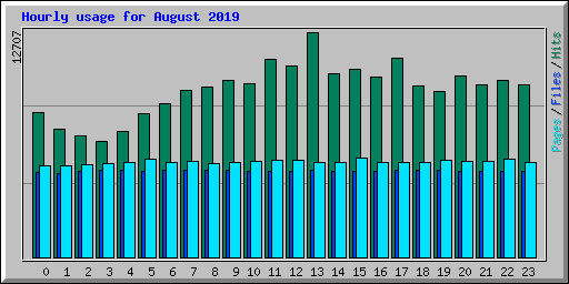 Hourly usage for August 2019